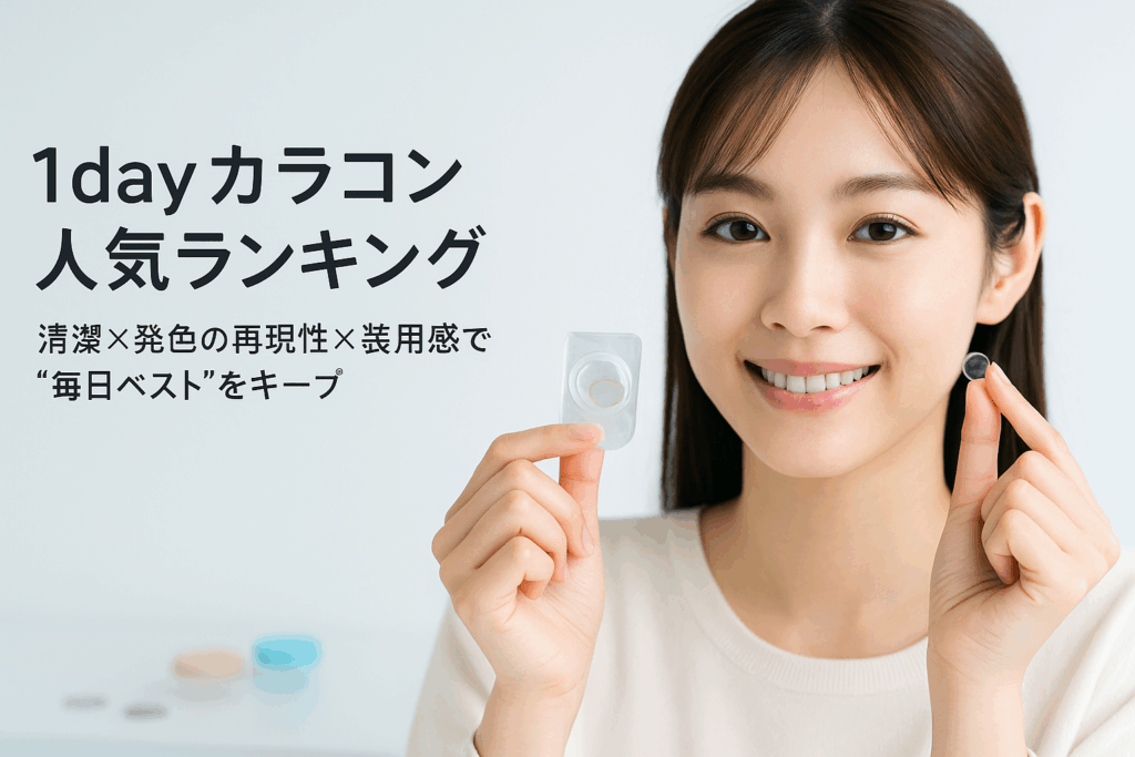 1dayカラコンをつけいている女性