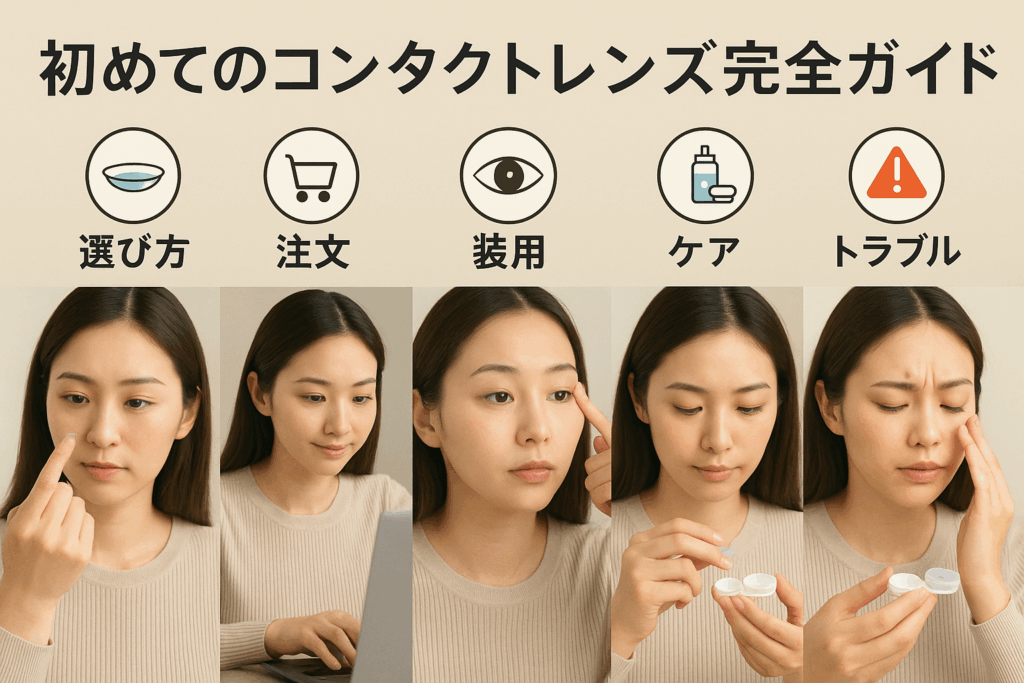 初めてのコンタクトレンズにチャレンジしている女性