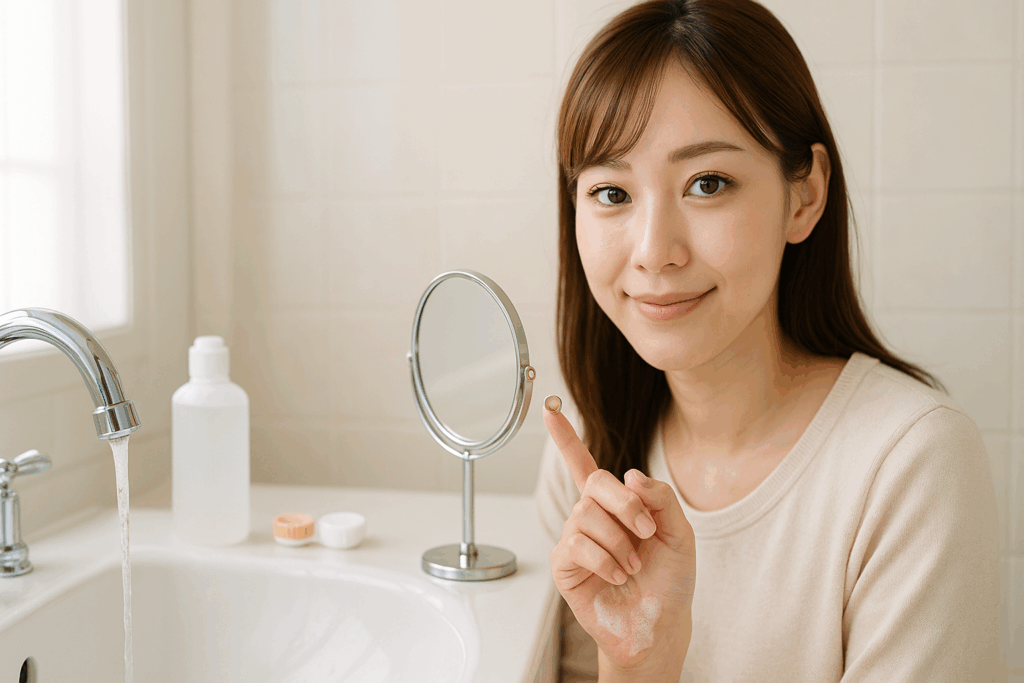 カラコン度なしをつけてる女性