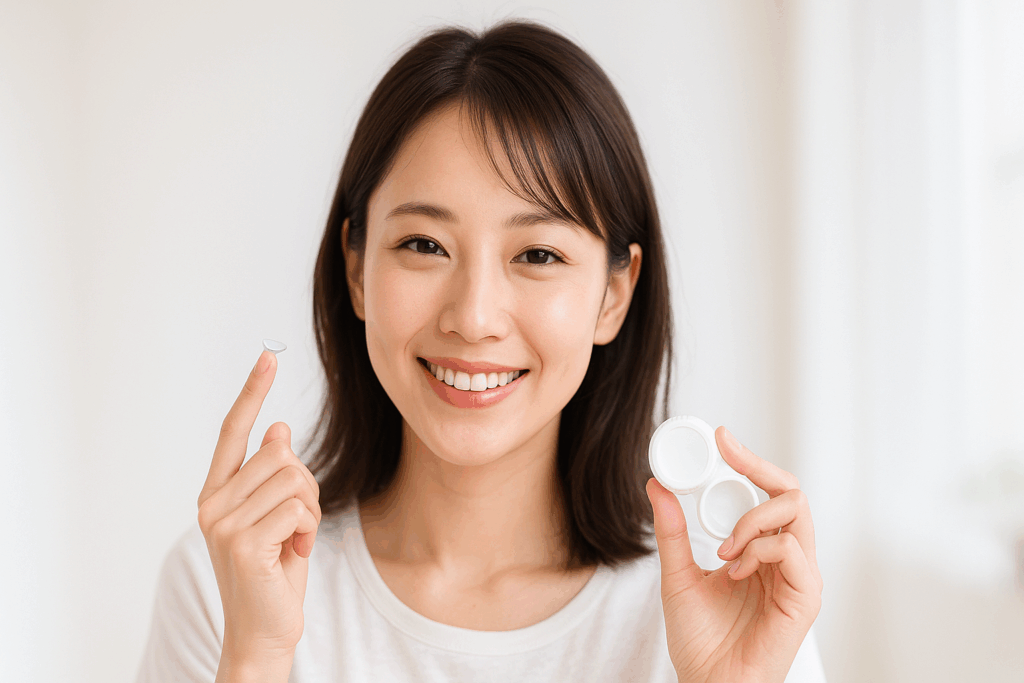 カラコンを選んでいる女性