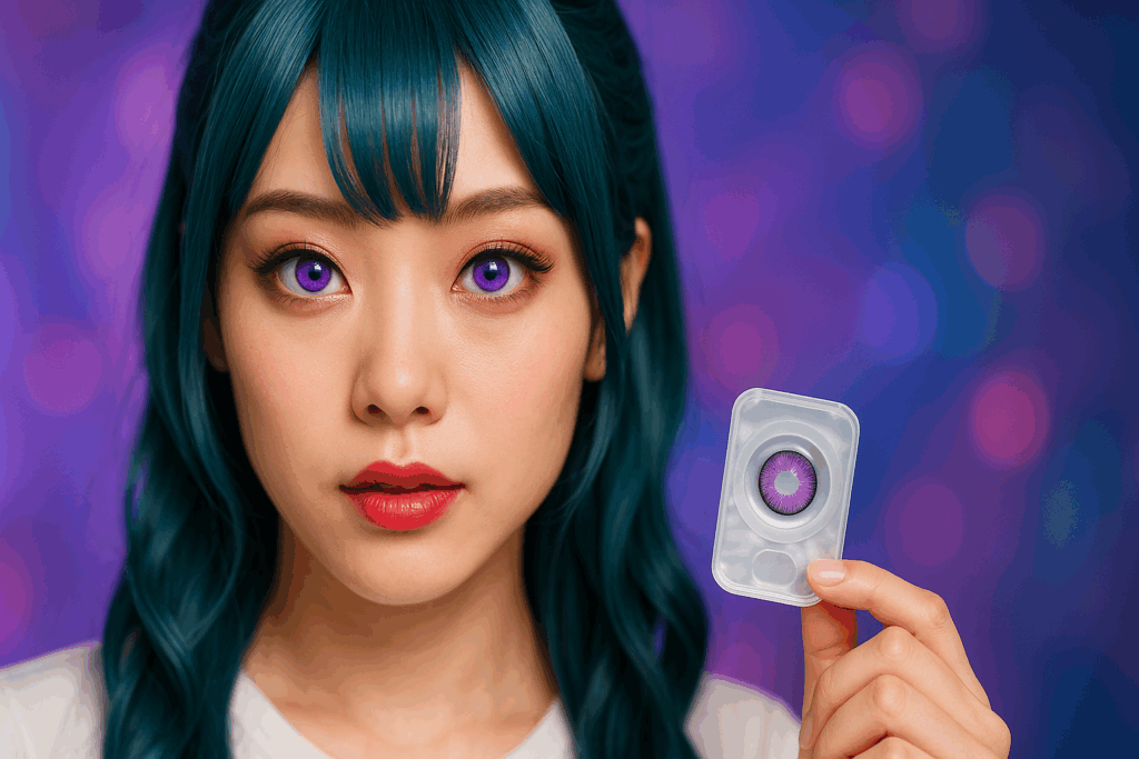 コスプレ向け高発色カラコンをつけている女性