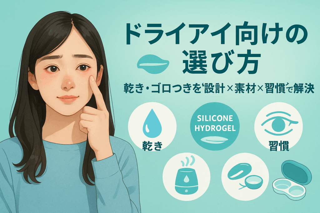 ドライアイ向けレンズをつけている女性