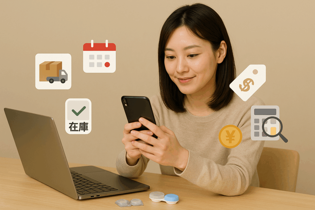 アットレンズのよくある質問を調べている女性