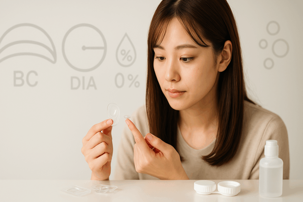 カラコンの用語集を調べている女性