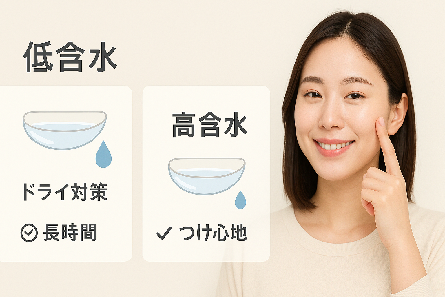 低含水レンズをつけている女性