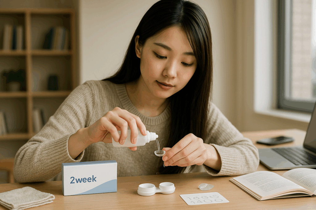 遠近両用2weekを比較している女性