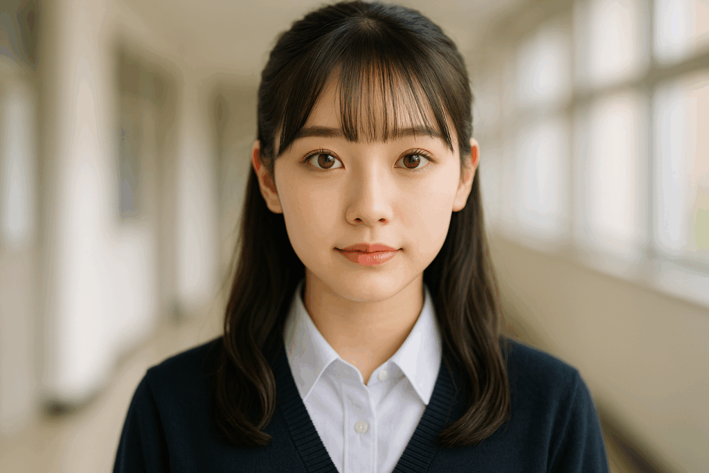 スクールOKのカラコンをつけている女子高生