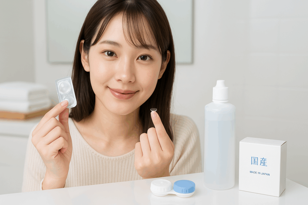 国産モデルのカラコンをつけている女性