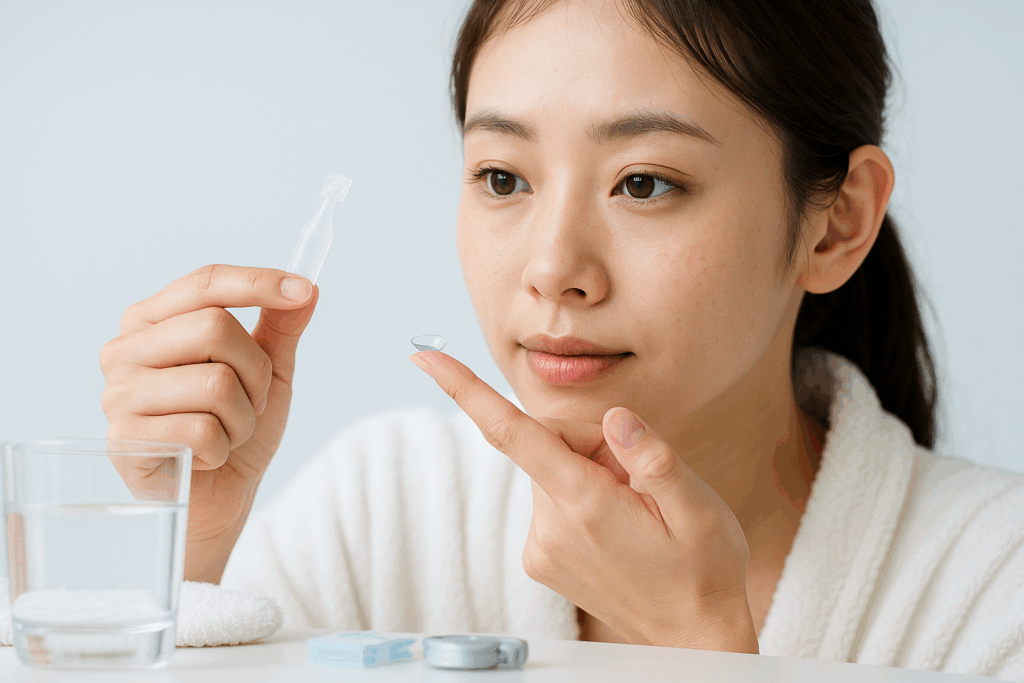 敏感な目でも試しやすいカラコンをつけている女性