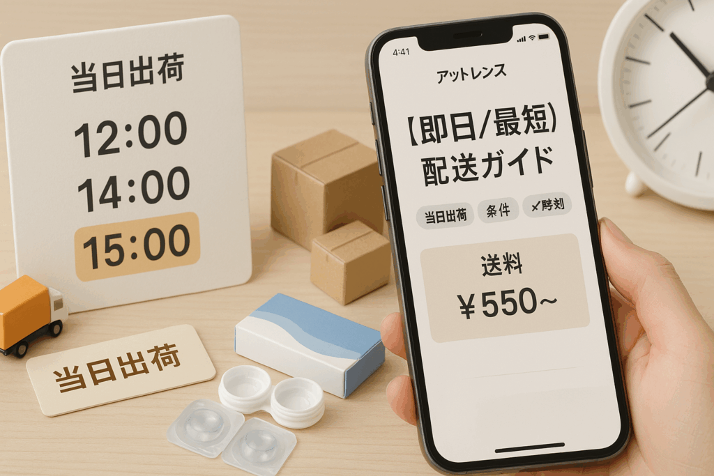 当日出荷の条件を調べている女性