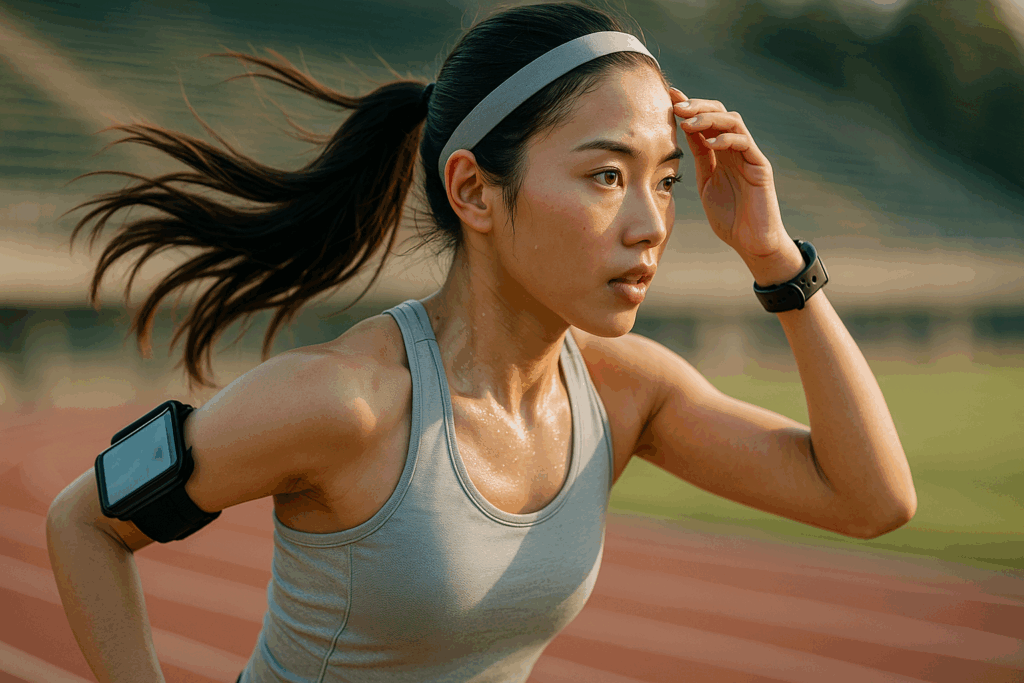 カラコンつけてスポーツしている女性