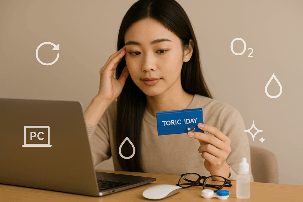 乱視用カラコンを使用している女性