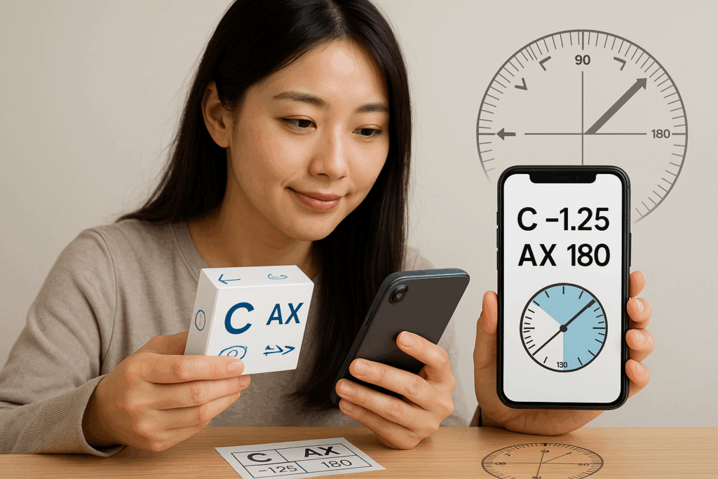乱視用コンタクトを選んでいる女性