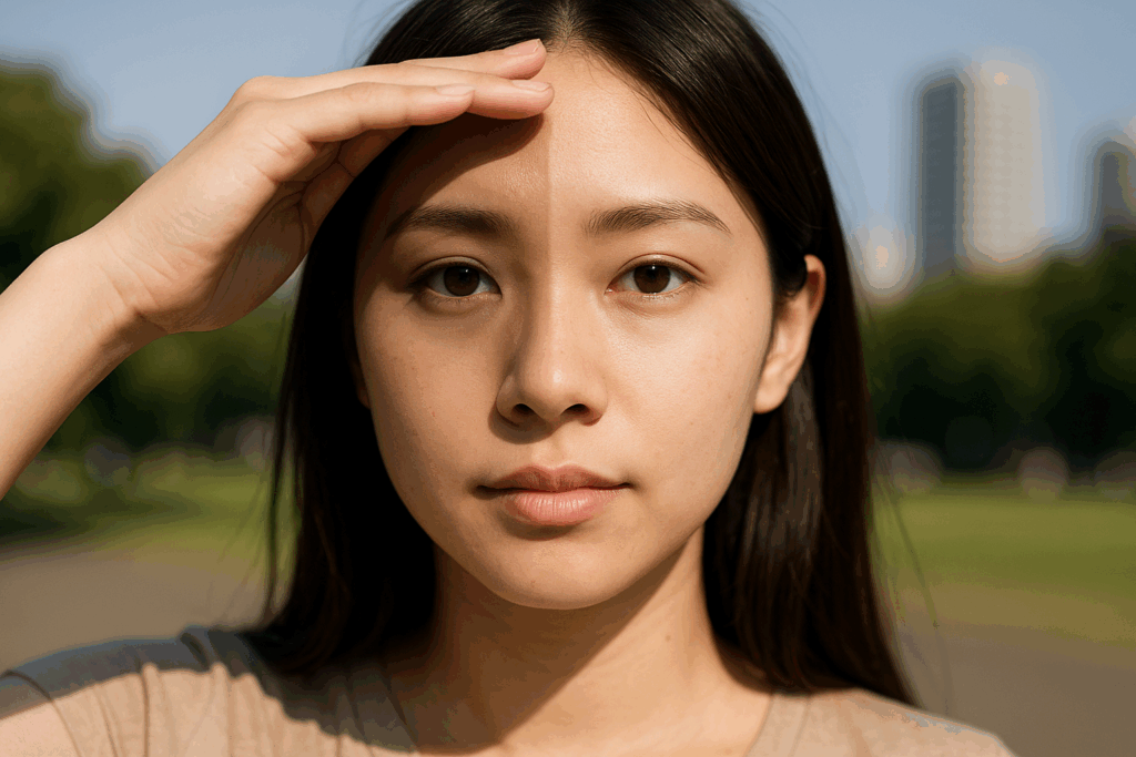 調光レンズをつけている女性