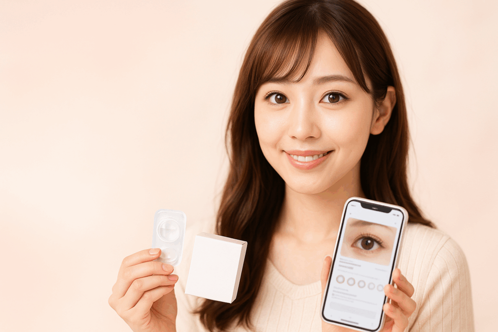 アットレンズのクーポンを使って購入している女性