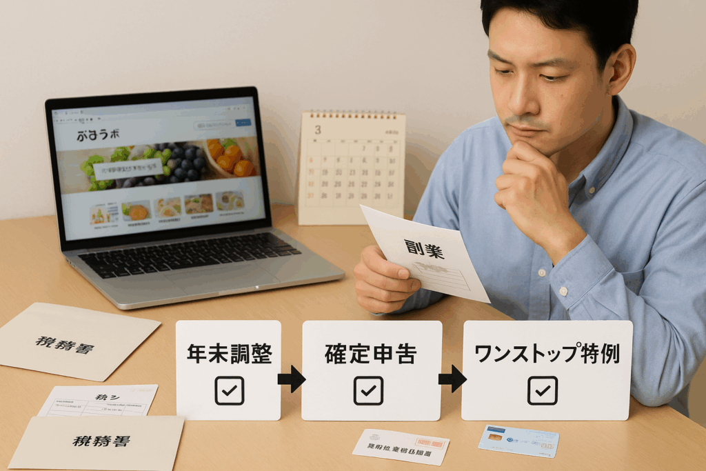 ふるラボ|会社員・副業の申告を調べている男性