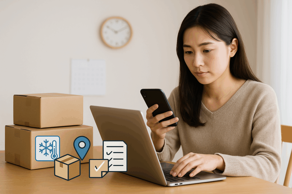 ふるラボ|返礼品が届かない時の確認をしている女性