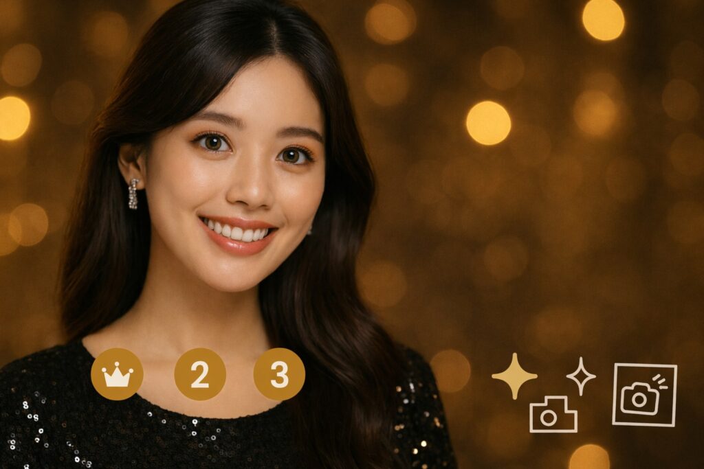 DIA15.0mmの高発色・イベント向けをつけている女性