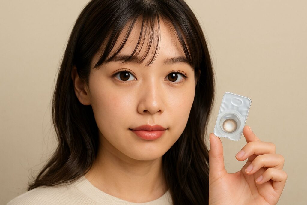 オフィスOKのカラコンを選んでいる女性