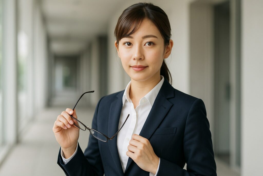 就活にカラコンをつけている女性