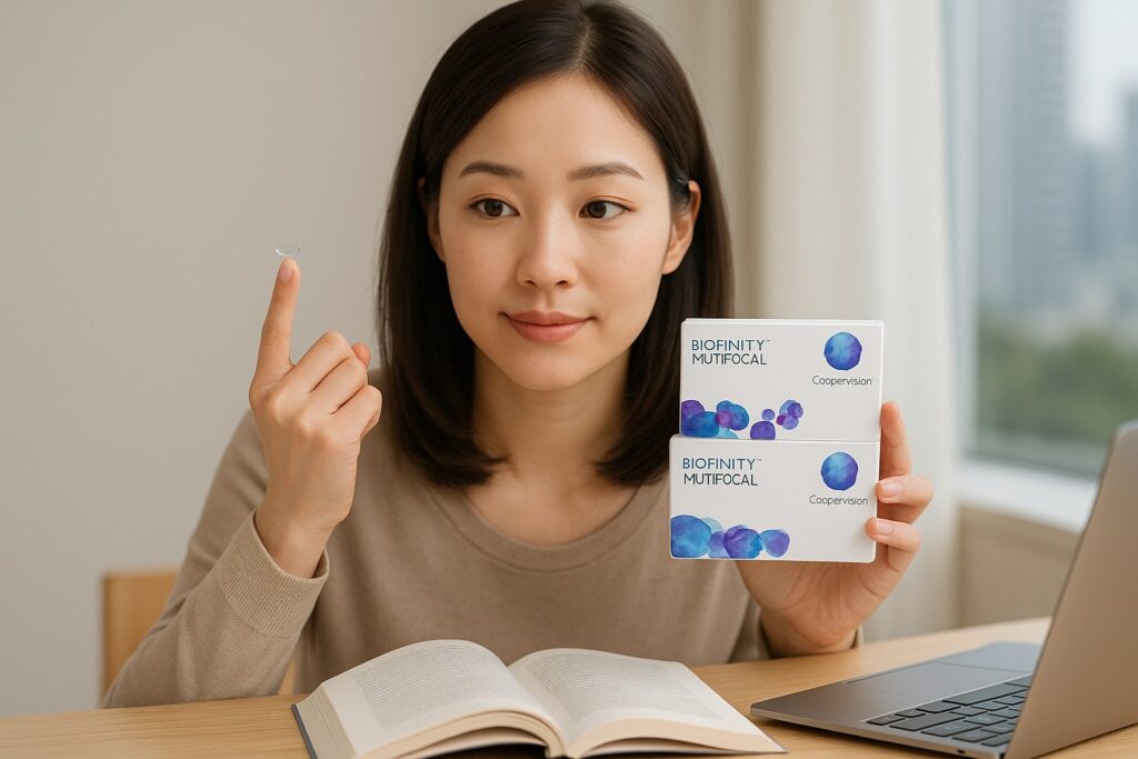 バイオフィニティのカラコンを購入している女性