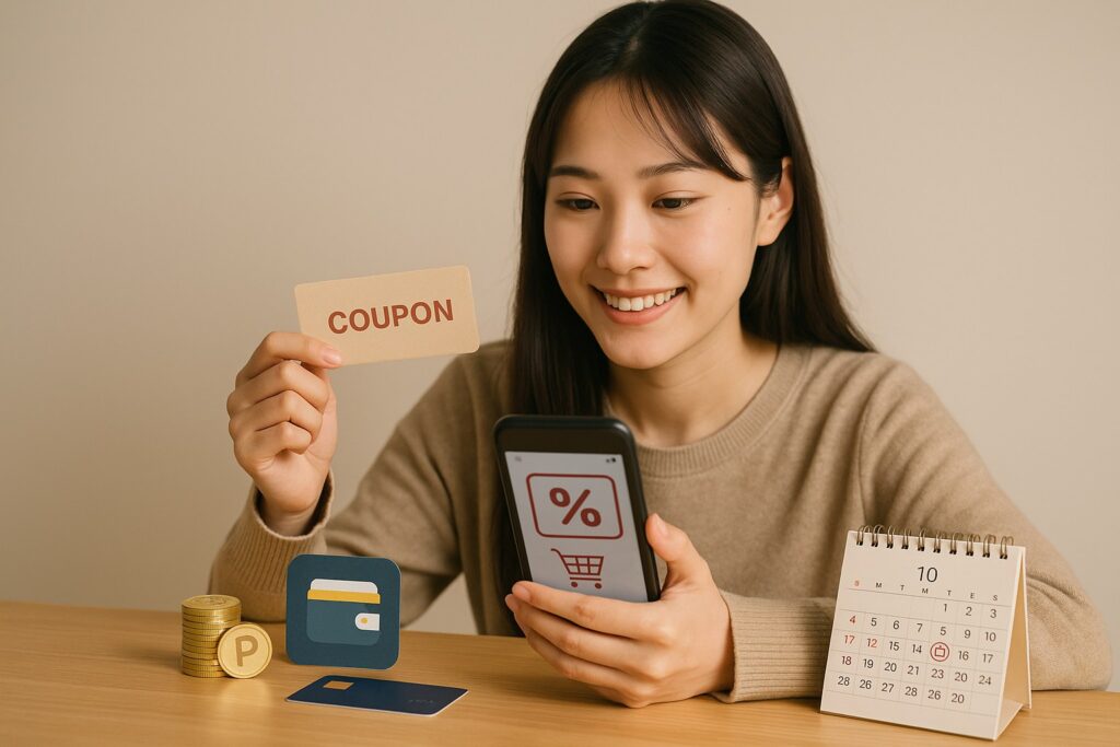 割引でコンタクトを購入している女性