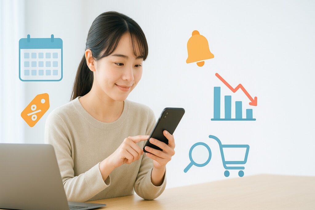 セールでレンズを購入している女性