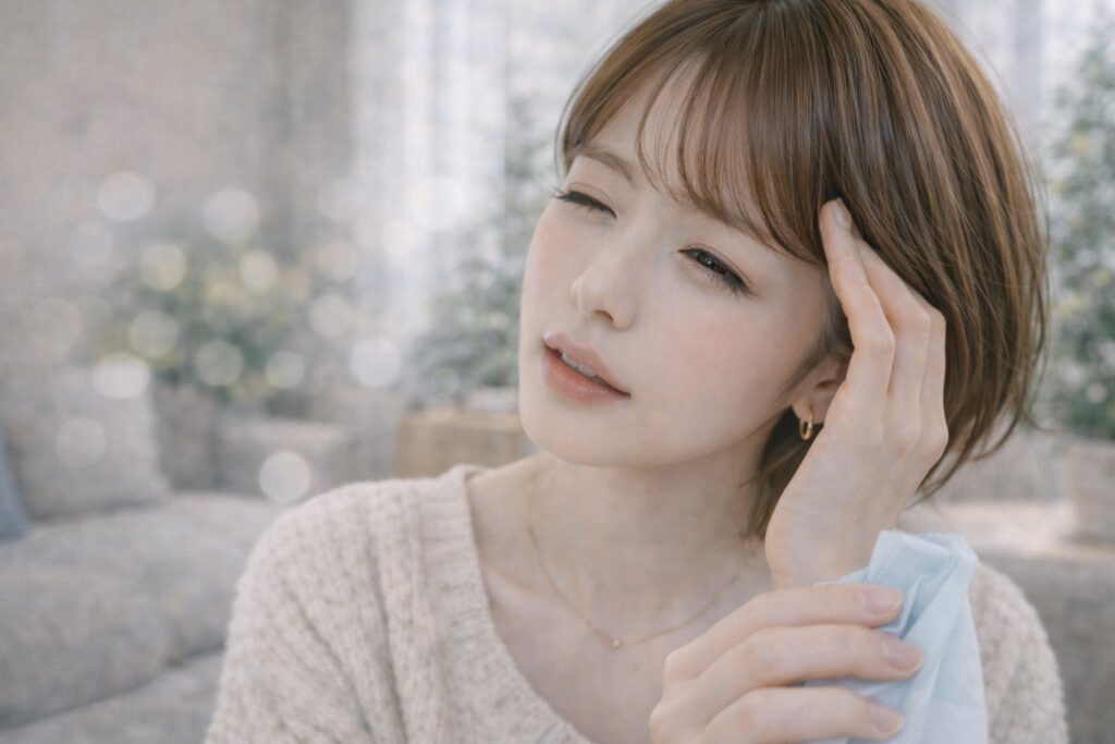 ぼやけた視界に苦しむ女性