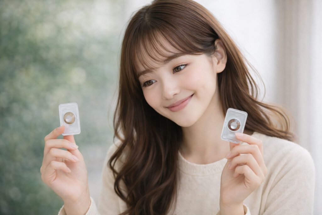 カラコン選びに迷う女性