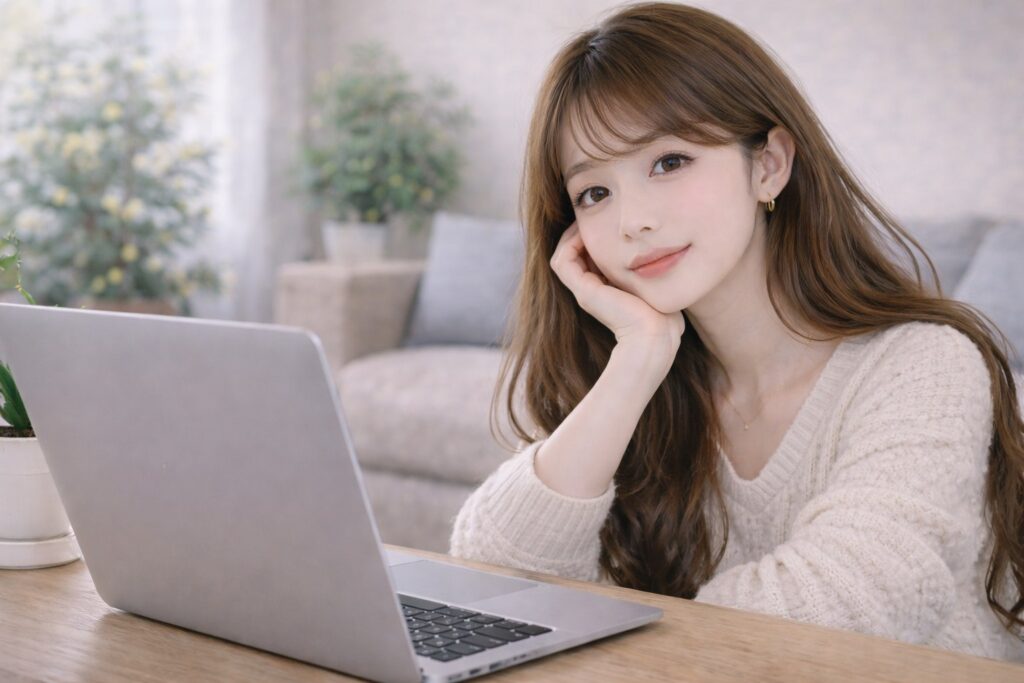 ノートパソコンと女性