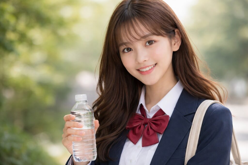 スクールOKのカラコンをつけている高校生