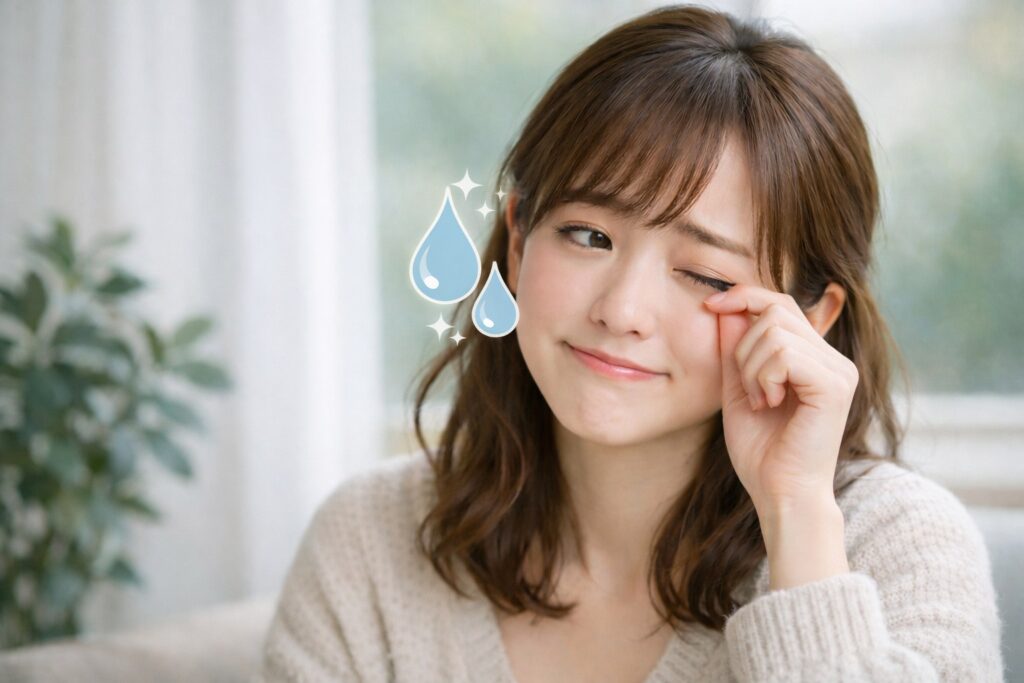 目元のケアと涙滴のシンボル