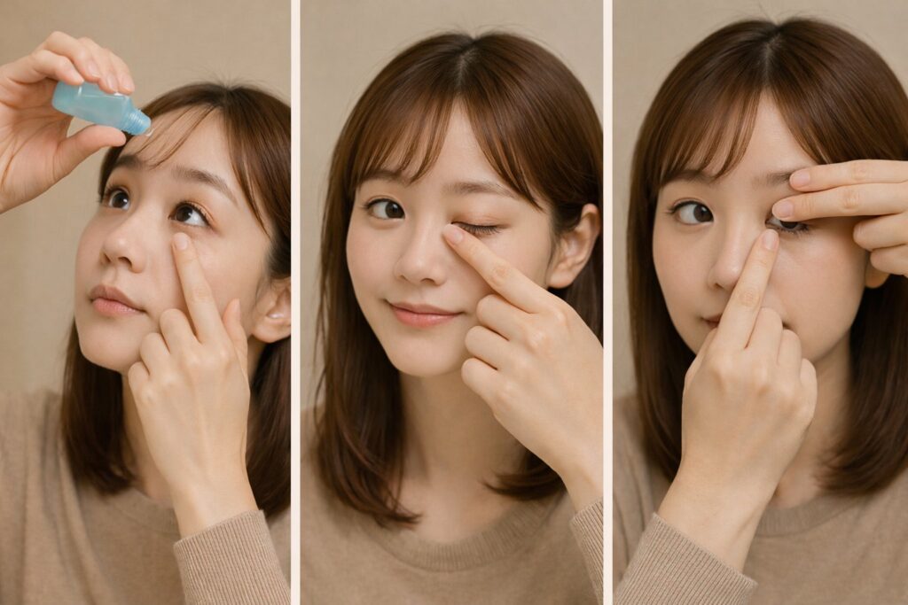 目薬とコンタクトレンズの使い方