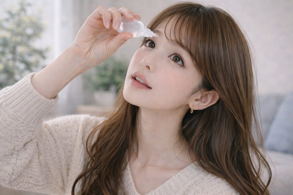 目薬をさす女性
